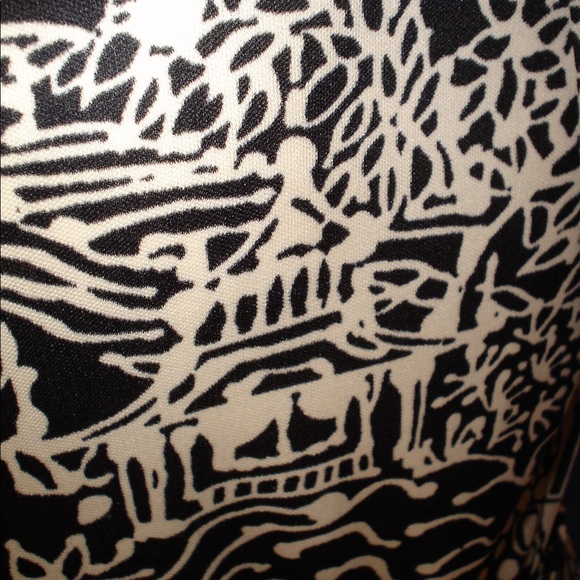 Vintage Designer Black Novelty Print Jersey Dress + Scarf 36 - Picture 7 of 16